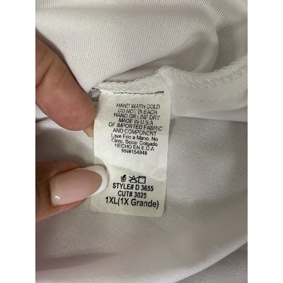 Spin USA Womens Mini Dress XL White w/ Pink Floral Print V-Neck Linen - Picture 13 of 15